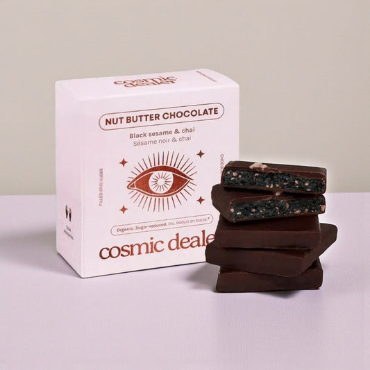 Black Sesame Chai - Box of 4 Organic Chocolates by Cosmic Dealer